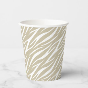 Elegant Taupe & White Pastel Trendy Rustic Zebra Paper Cups