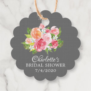 Elegant Tea Bridal Shower Favour Gift Tag