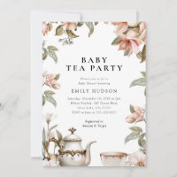 Elegant Tea Party Baby Shower Invitation