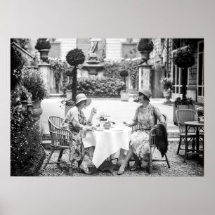 Elegant Tea Party Black and White Vintage Poster