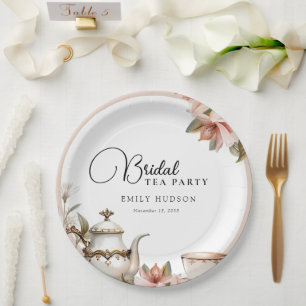 Elegant Tea Party Bridal Shower Paper Plate