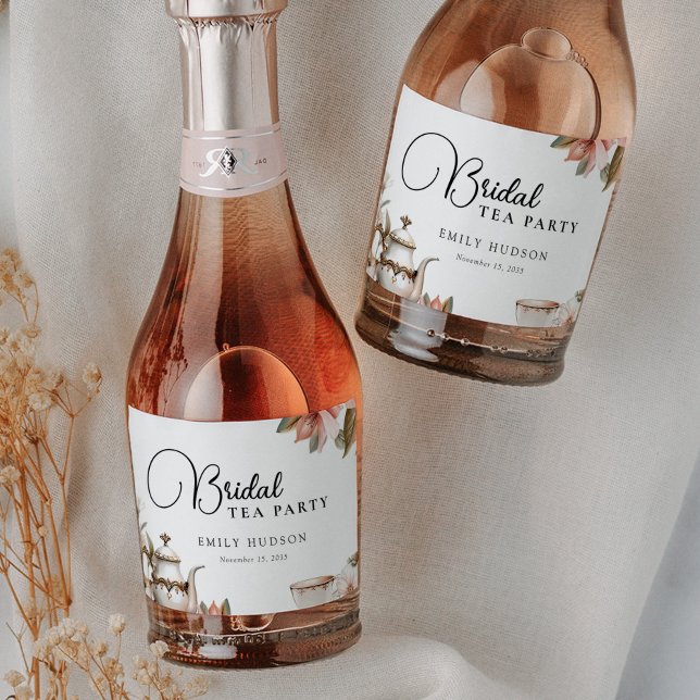 Elegant Tea Party Bridal Shower Sparkling Wine Label (Creator Uploaded)