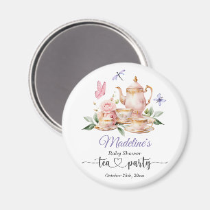 Elegant Tea Party Butterflies Baby Shower Favour Magnet