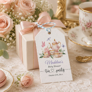 Elegant Tea Party Butterflies Baby Shower Gift Tags