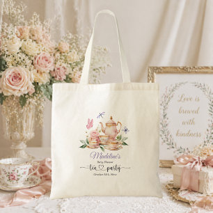 Elegant Tea Party Butterflies Baby Shower Tote Bag