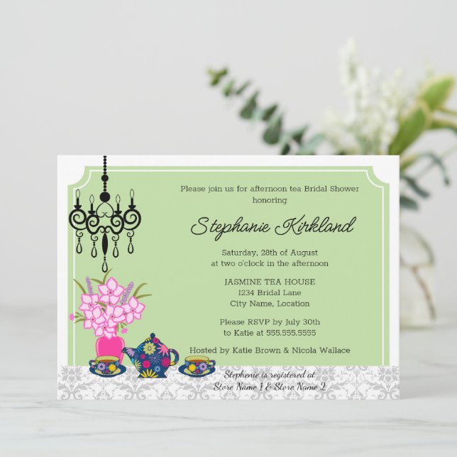 Elegant Tea Party Invitation (Standing Front)