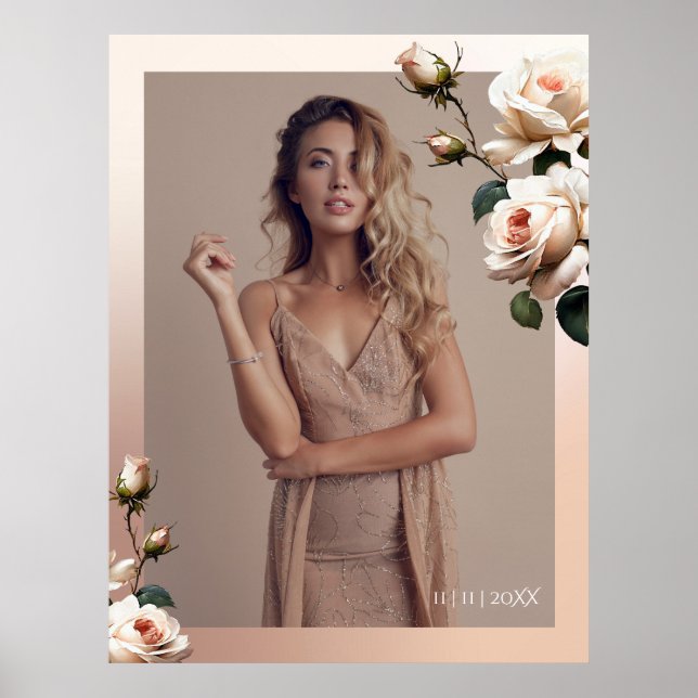 Elegant Tea Rose Bridal Shower  Poster (Front)