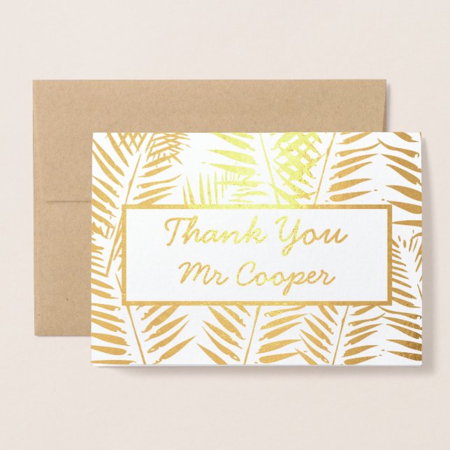 Elegant Teacher Appreciation Day Gold Thank You Foil Card (Front With Envelope)