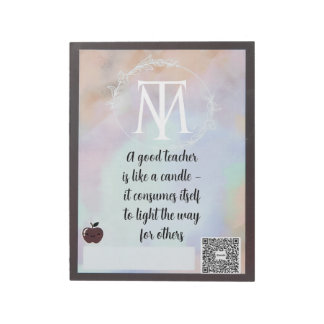 Elegant Teacher Quote Notepad with QR Code