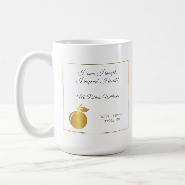 Elegant Teachers Golden Pastel Retirement Party  Coffee Mug (Left)