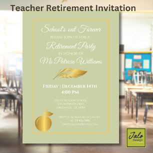 Elegant Teachers Golden Pastel Retirement Party  Invitation