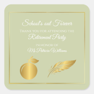 Elegant Teachers Golden Pastel Retirement Party Square Sticker