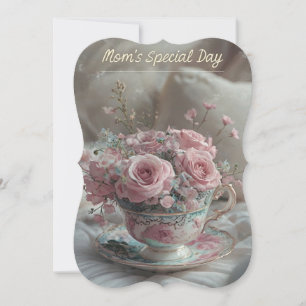 Elegant Teacup Pastel Flowers Mothers Day Card