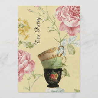 elegant teacup spring vintage tea party invitation