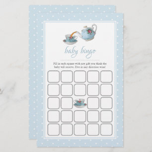 Elegant Teacups Baby Shower Tea Party Bingo