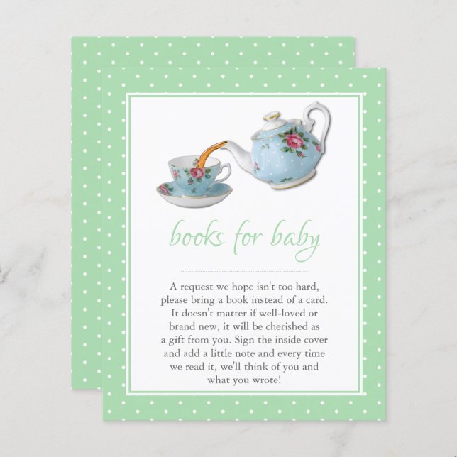 Elegant Teacups Baby Shower Tea Party Book Request (Front/Back)