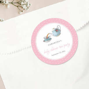 Elegant Teacups Baby Shower Tea Party Classic Round Sticker