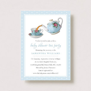 Elegant Teacups Baby Shower Tea Party Invitation