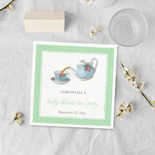 Elegant Teacups Baby Shower Tea Party Napkin