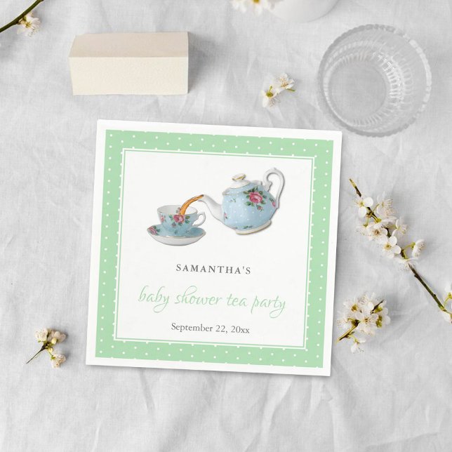 Elegant Teacups Baby Shower Tea Party Napkin (Creator Uploaded)