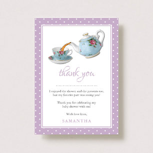 Elegant Teacups Baby Shower Tea Party Thank You Card