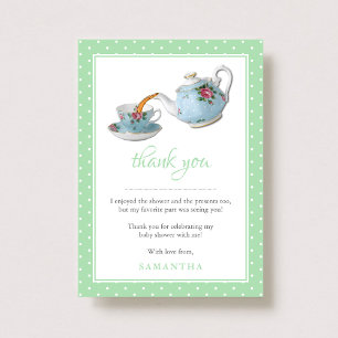 Elegant Teacups Baby Shower Tea Party Thank You Card