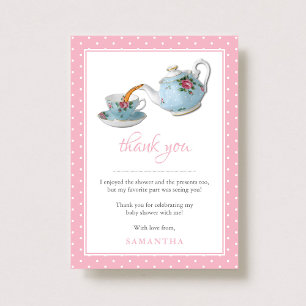 Elegant Teacups Baby Shower Tea Party Thank You Card