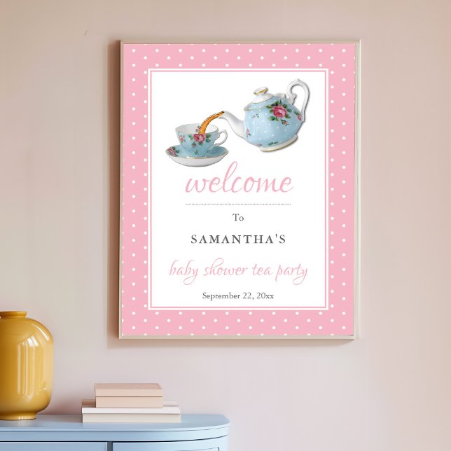 Elegant Teacups Baby Shower Tea Party Welcome Sign (Creator Uploaded)