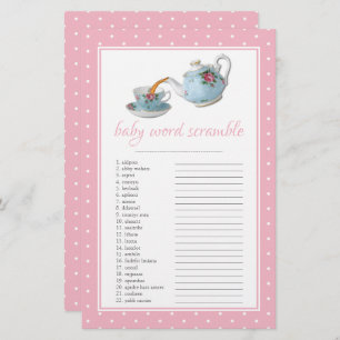 Elegant Teacups Baby Shower Tea Party Word Screabl