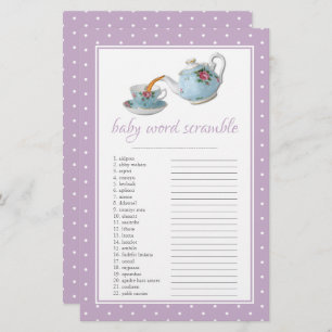 Elegant Teacups Baby Shower Tea Party Word Screabl