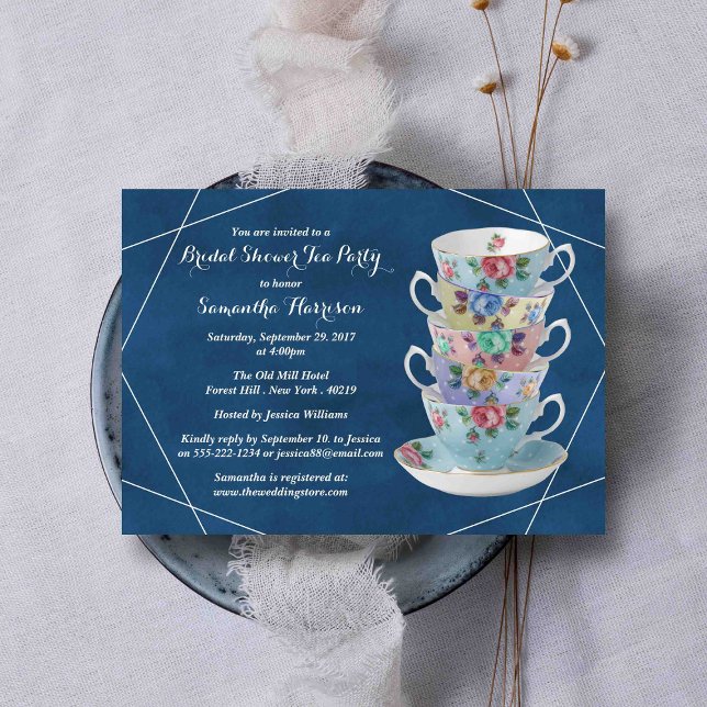 Elegant Teacups Bridal Shower Tea Party Invitation (Creator Uploaded)