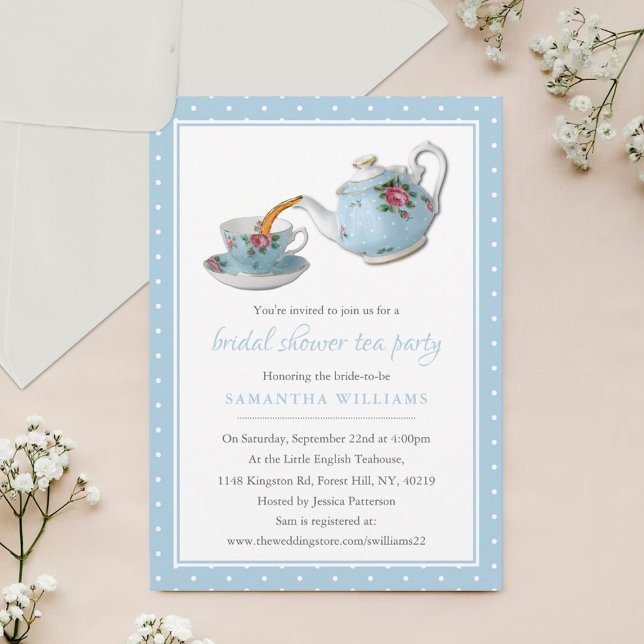 Elegant Teacups Bridal Shower Tea Party Invitation (Creator Uploaded)