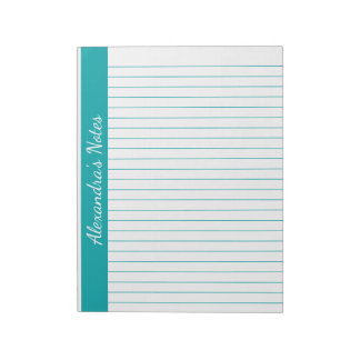 Elegant Teal 8.5x11 Letter Size Left Vertical Name Notepad