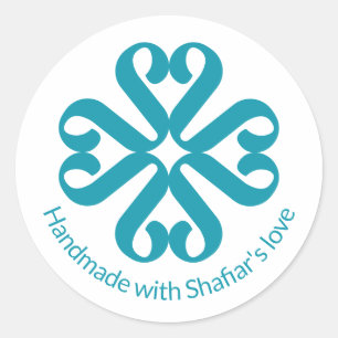Elegant Teal Abstract Floral Monogram Classic Round Sticker