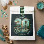 Elegant Teal and Gold 30th Birthday Modern Luxury  Favour Bags<br><div class="desc">Celebrate a milestone in style with these elegant teal and gold 30th birthday favor bags. This design features a sophisticated 3D metallic gold and teal glass-effect "30" set against a moody dark emerald background with shimmering bokeh lights and sparkles. Perfect for a luxury men's birthday or a chic modern celebration,...</div>