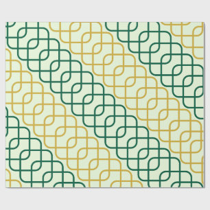 Elegant Teal and Gold Geometric Interlocking Wrapping Paper