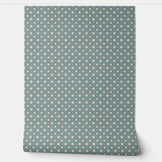 Elegant Teal and Pearl Geometric Pattern  Wallpaper (Unrolling)