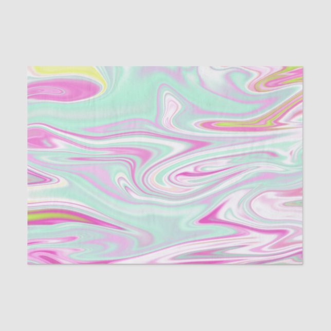 Elegant Teal and Pink Marble Pattern Tissue Paper (Front)