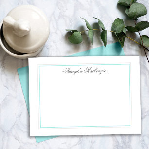 Elegant Teal and Silver Grey Personalised Card