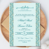 Elegant Teal and Sky Blue Islamic Arabic Nikkah