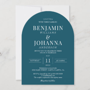 Elegant Teal Arch Wedding Invitation