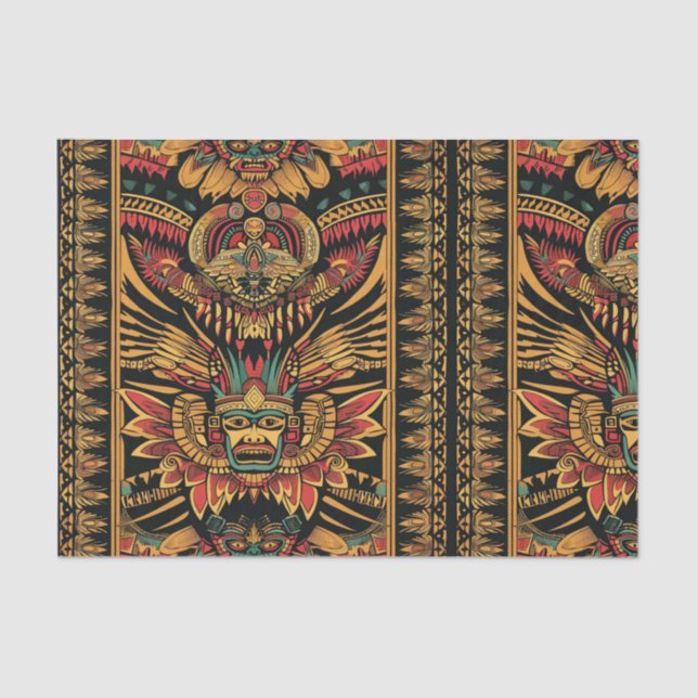 Elegant Teal "Aztec Dream" Designer Tissue Paper (Front)