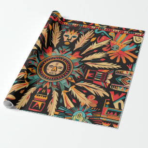 Elegant Teal "Aztec Dream" Matte Gift Wrap