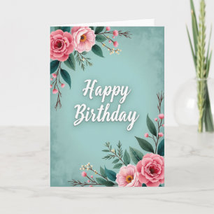 Elegant Teal Birthday Card