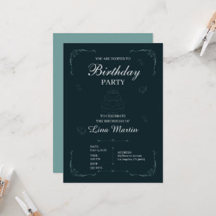 Elegant Teal Birthday Invitation