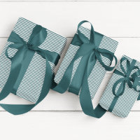 Elegant Teal Blue and White Thin Striped