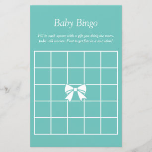 Elegant Teal Blue & Bow Baby Shower Guessing Game