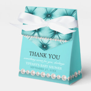 Elegant Teal Blue Chic Tiffany Theme Baby Shower Favour Box