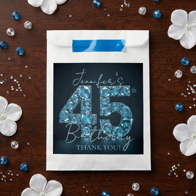 Elegant Teal Blue Diamonds Glamorous 45th Birthday Favour Bags (Creator Uploaded)