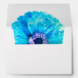 Elegant Teal Blue floral flower Daisy Envelopes